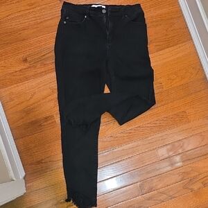 KanCan Women's Dark Skinny Jeans with Frayed Hem